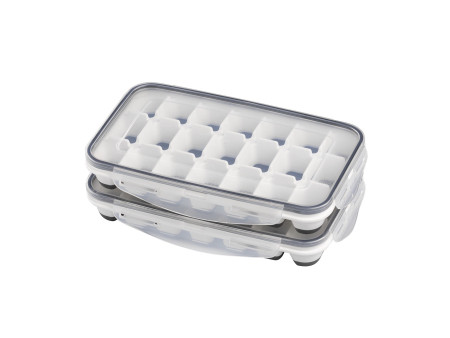 APS Bac à glaçons avec couvercle, transparent / gris