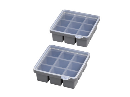 APS Bac à glaçons avec couvercle, transparent / gris
