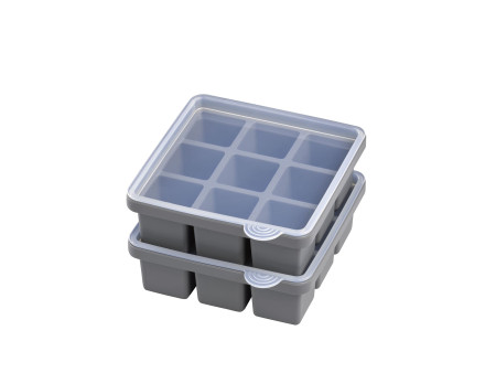 APS Bac à glaçons avec couvercle, transparent / gris