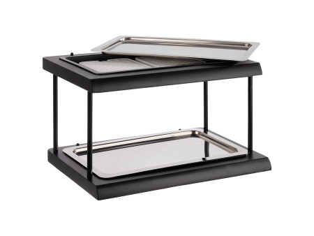 APS Vitrine de buffet DEUX ETAGES GN 1/1, noir