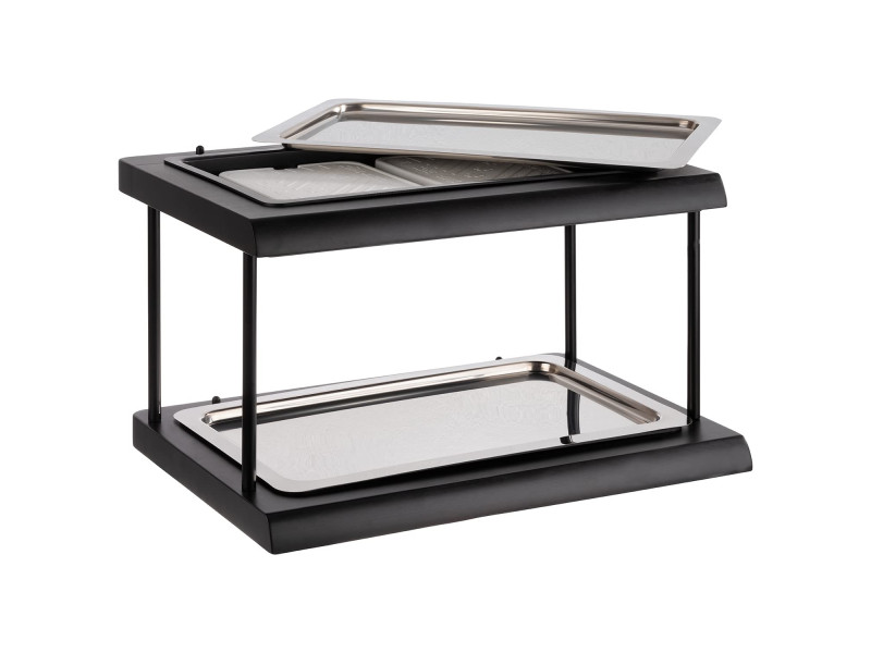 APS Vitrine de buffet DEUX ETAGES GN 1/1, noir