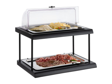 APS Vitrine de buffet DEUX ETAGES GN 1/1, noir