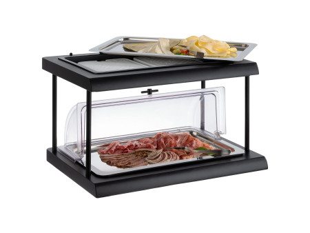 APS Vitrine de buffet DEUX ETAGES GN 1/1, noir