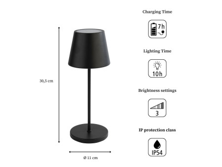 APS Lampe de bureau rechargeable à LED MERLE, noir