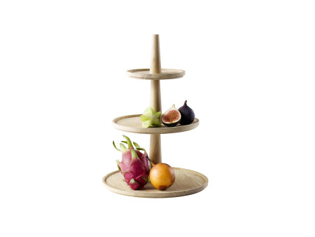 APS Étagère VALO, 2 étages, rond, hauteur: 420 mm, chêne