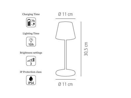 APS Lampe de bureau rechargeable à LED MERLE, rouille