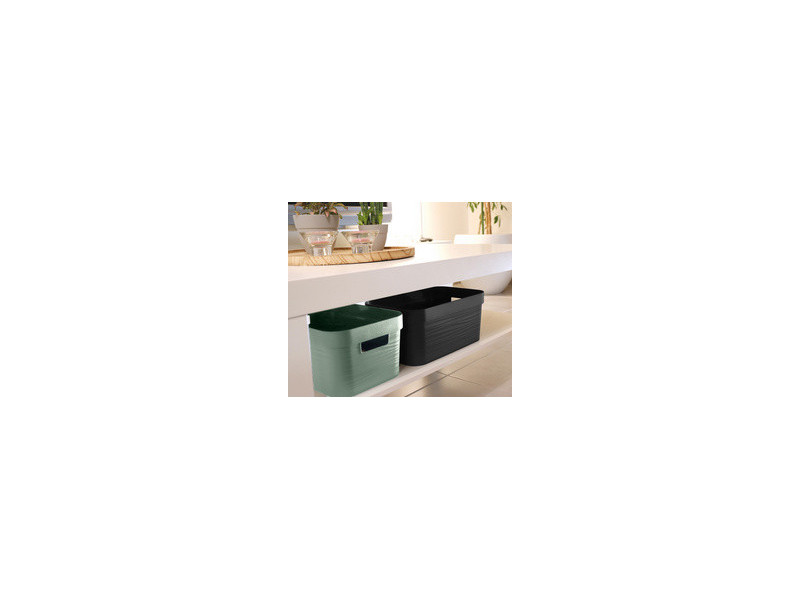 EDA Boîte de rangement STONE, 18 litres, PP, noir