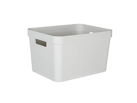 EDA Boîte de rangement STONE, 30 litres, PP, blanc
