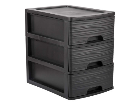 EDA Module de classement STONE, A4, 3 tiroirs, PP, noir