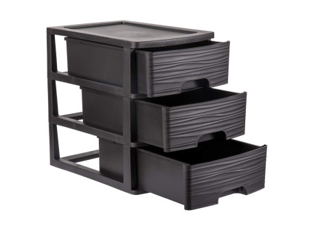 EDA Module de classement STONE, A4, 3 tiroirs, PP, noir