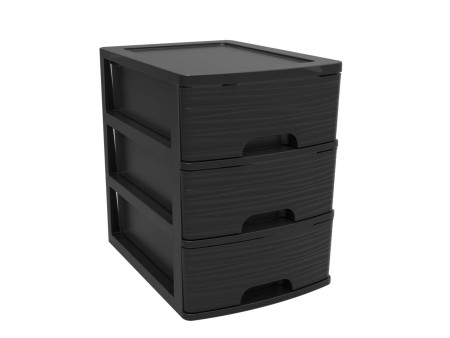 EDA Module de classement STONE, A4, 3 tiroirs, PP, noir