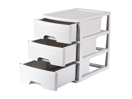 EDA Module de classement STONE, A4, 3 tiroirs, PP, blanc