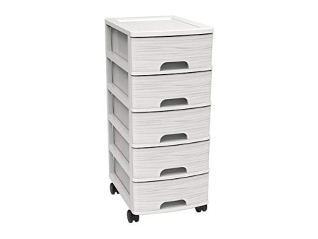 EDA Module de classement STONE, A4, 5 tiroirs, PP, blanc