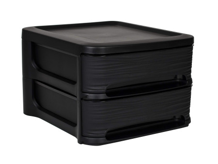 EDA Module de classement STONE, 2 tiroirs, PP, noir