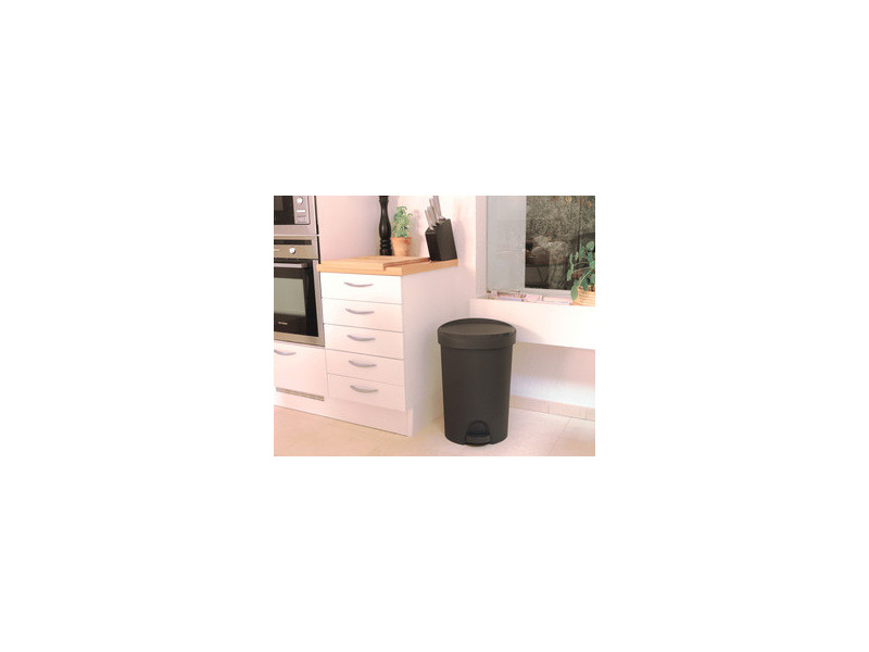 EDA Poubelle à pédale Stepy, 45 litres, PP, anthracite