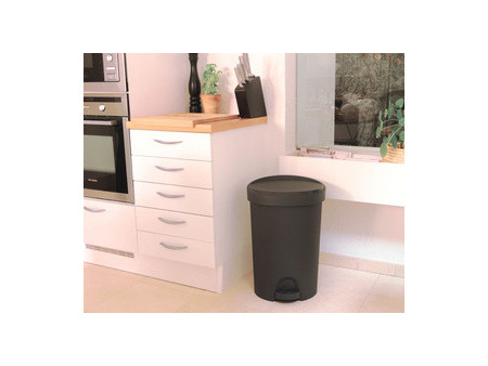 EDA Poubelle à pédale Stepy, 45 litres, PP, gris/anthracite