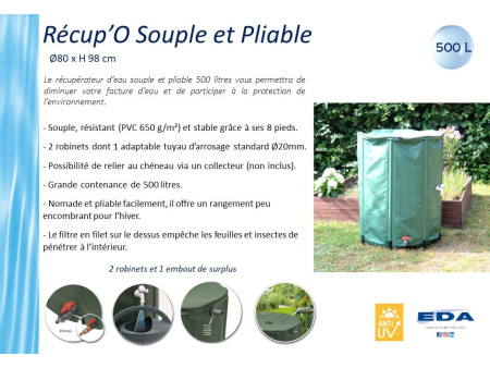 EDA Citerne RÉCUP'O, diamètre: 800 mm, 500 litres, vert