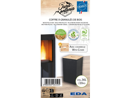 EDA Bac pour granulés de bois, 36 litres, noir
