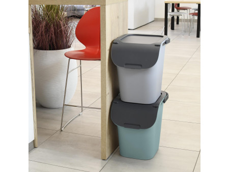 EDA Poubelle de tri TriHome, 40 litres, ciment/anthracite