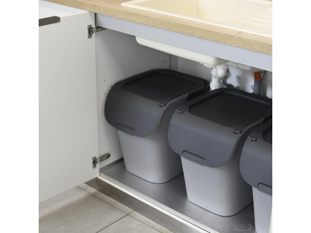 EDA Poubelle de tri TriHome, 40 litres, ciment/anthracite