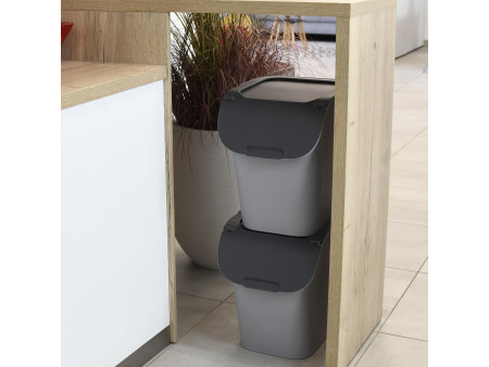 EDA Poubelle de tri TriHome, 40 litres, ciment/anthracite