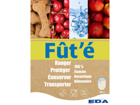 EDA Fût de stockage, 25 litres, plastique, blanc