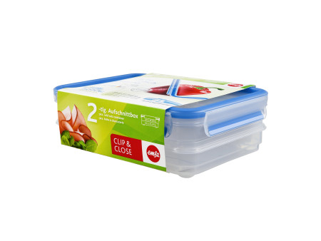 emsa Boîte à charcuterie CLIP & CLOSE, 2x 0,6 L, transparent