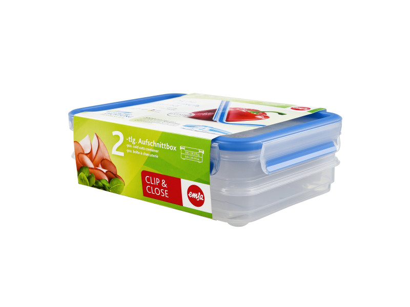 emsa Boîte à charcuterie CLIP & CLOSE, 2x 0,6 L, transparent