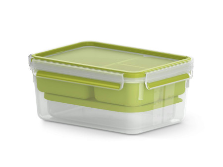 emsa Boîte repas XL CLIP & GO, 2,3 litres, transparent/vert