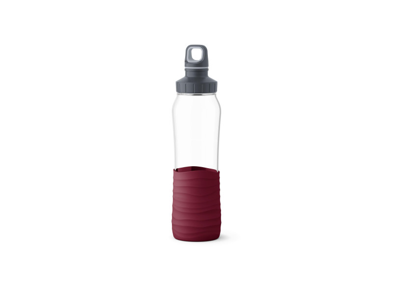 emsa Gourde en verre Drink2Go, 0,7 litre, bordeaux