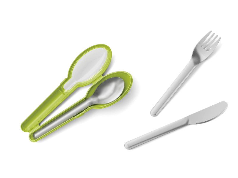 emsa Kit de couverts CLIP & GO, 3 pièces avec étui, vert