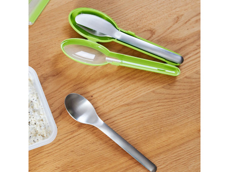 emsa Kit de couverts CLIP & GO, 3 pièces avec étui, vert