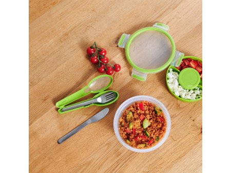 emsa Kit de couverts CLIP & GO, 3 pièces avec étui, vert