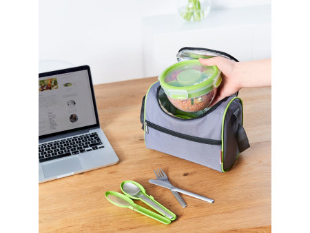 emsa Kit de couverts CLIP & GO, 3 pièces avec étui, vert