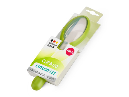 emsa Kit de couverts CLIP & GO, 3 pièces avec étui, vert