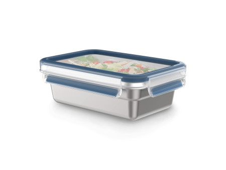 emsa Boîte de conservation CLIP & CLOSE STEEL, 0,8 L, bleu