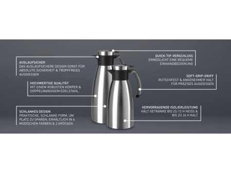 emsa Pichet isotherme SOFT GRIP, 1,5 litre, acier inox/rose