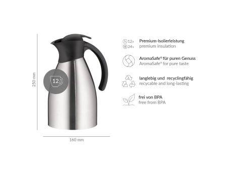 alfi Pichet isotherme BONO TOPTHERM, 1,5 litre, argent/noir