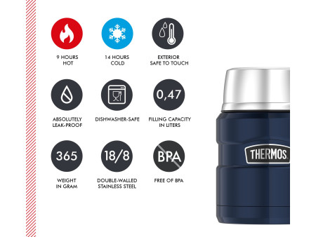 THERMOS Récipient alimentaire STAINLESS KING, 0,47 l, bleu
