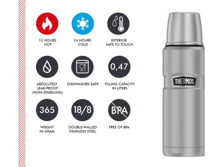 THERMOS Bouteille isotherme STAINLESS KING, 0,47 litre