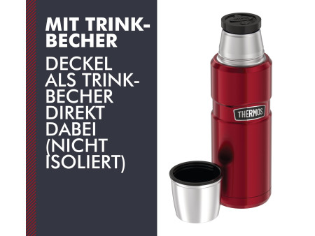 THERMOS Bouteille isotherme STAINLESS KING, 0,47 litre,rouge