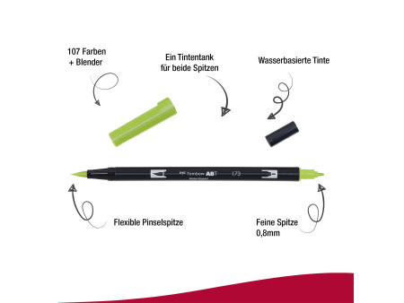 Tombow Feutre double pointe DUAL BRUSH PEN ABT, willow green