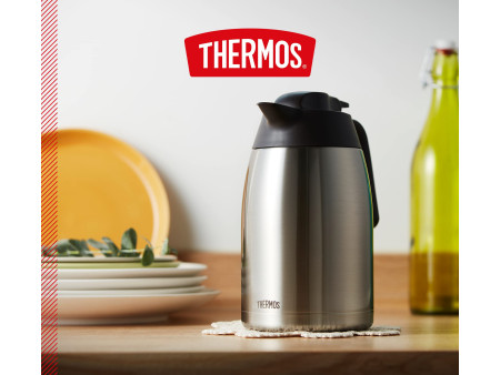 THERMOS Pichet isotherme THV, 2,0 litre, inox / noir