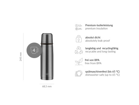 alfi Bouteille isotherme ISOTHERM PERFECT AV, 0,35 L, gris
