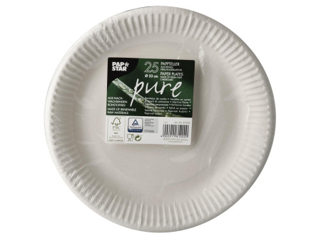 PAPSTAR Assiette en carton 'pure', rond, 230 mm, blanc