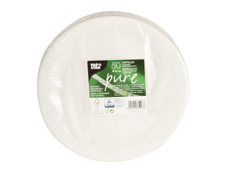 PAPSTAR Assiette en carton 'pure', rond, 230 mm, blanc