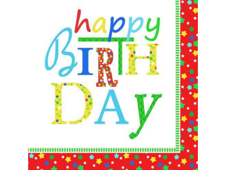 PAPSTAR Serviette à motif 'Happy Birthday', 330 x 330 mm