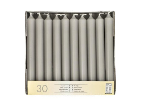 STARPAK Bougie de table, 21 mm, pack de 30, gris
