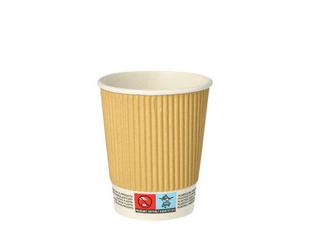PAPSTAR Gobelet en carton 'pure' Ripple Wall, 0,2 l, beige