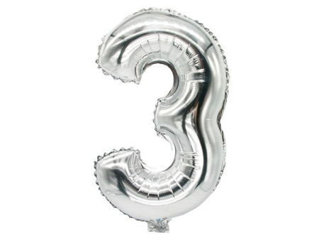 PAPSTAR Ballon en film 'Chiffres', chiffre: 3, argent